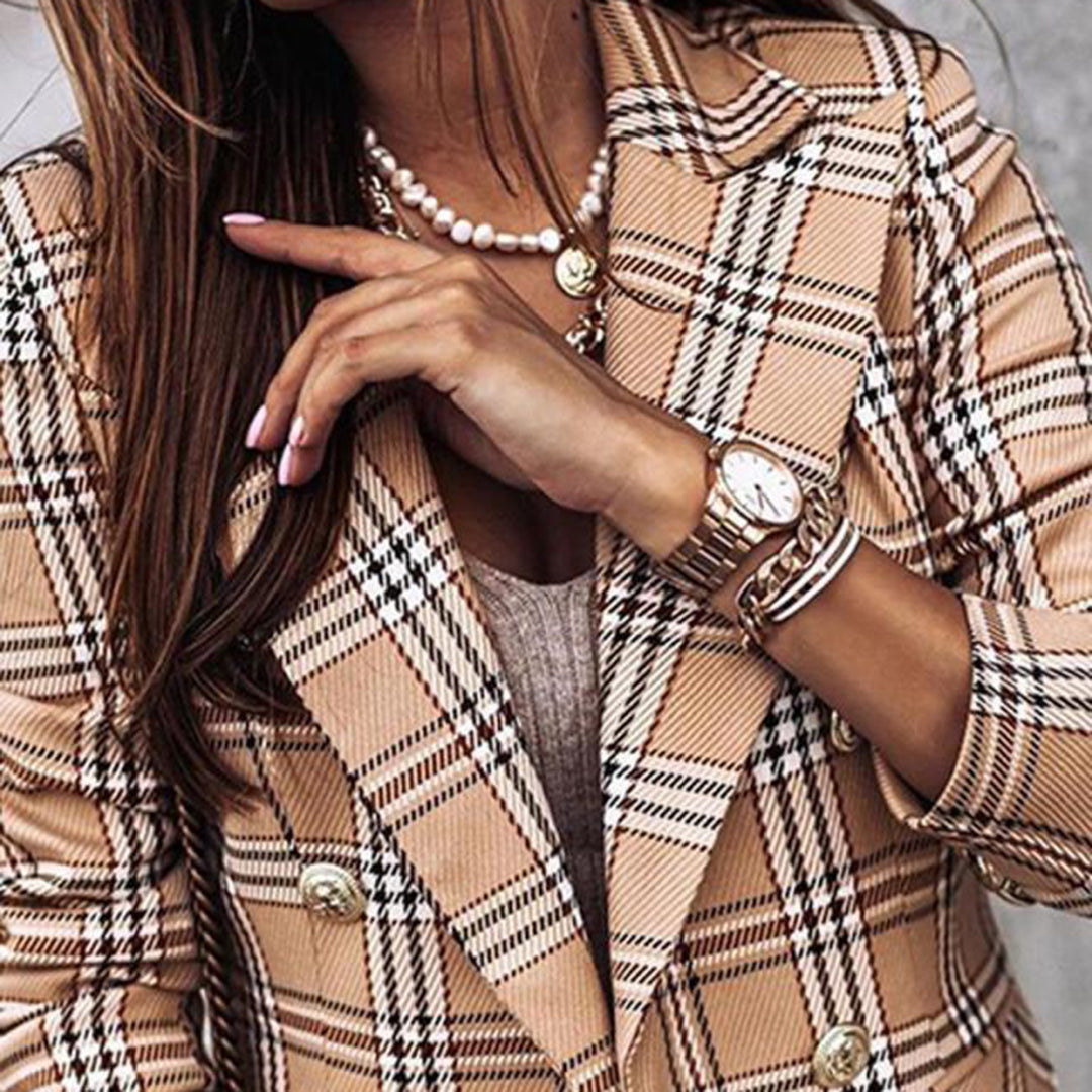 Ida | Ruitet dobbeltknappet blazer til elegant smart-casual