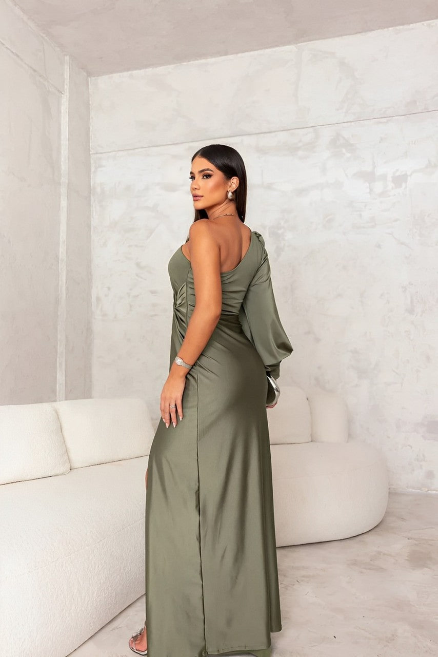Lenoir | Elegant Satin Kjole med En Skulder