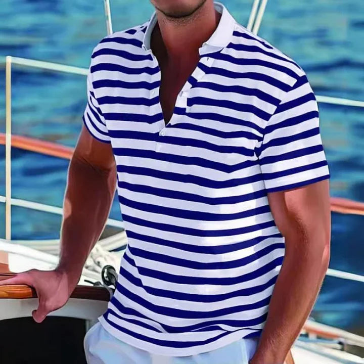 William | Retro Stribet Polo Skjorte til Mænd