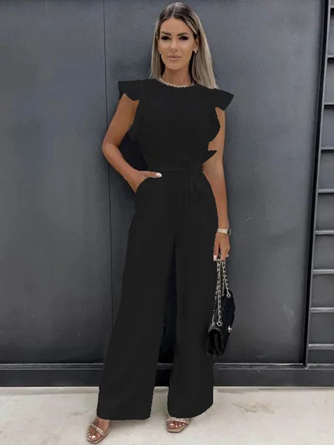 Elegant jumpsuit med brede ben i dansk design