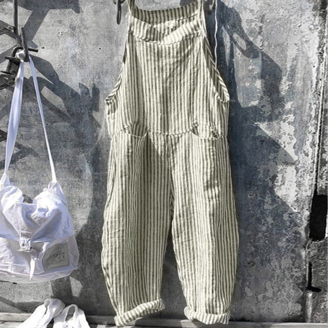 Ærmeløs jumpsuit med afslappet pasform og striber