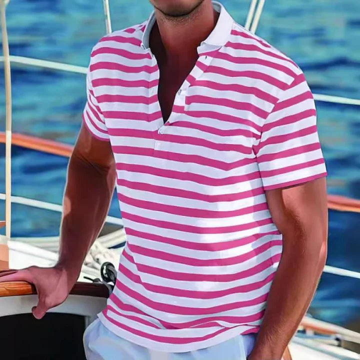 William | Retro Stribet Polo Skjorte til Mænd