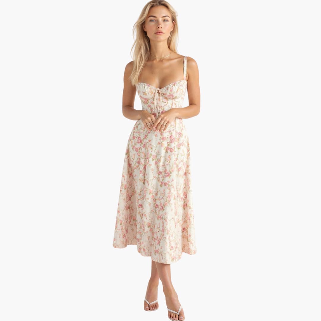 Stella | Kvinders Elegant Midi Kjole med Let Flowy Design
