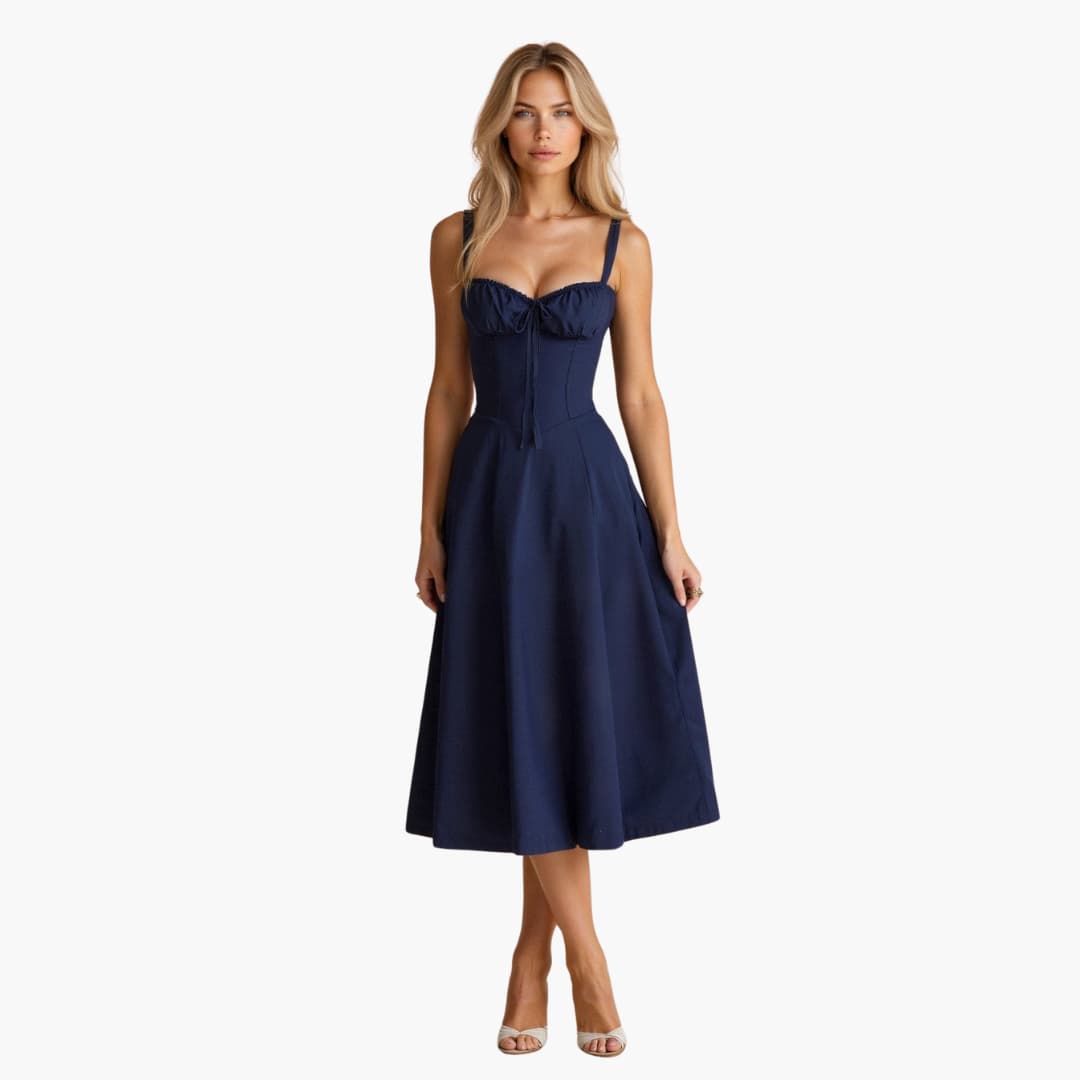 Stella | Kvinders Elegant Midi Kjole med Let Flowy Design