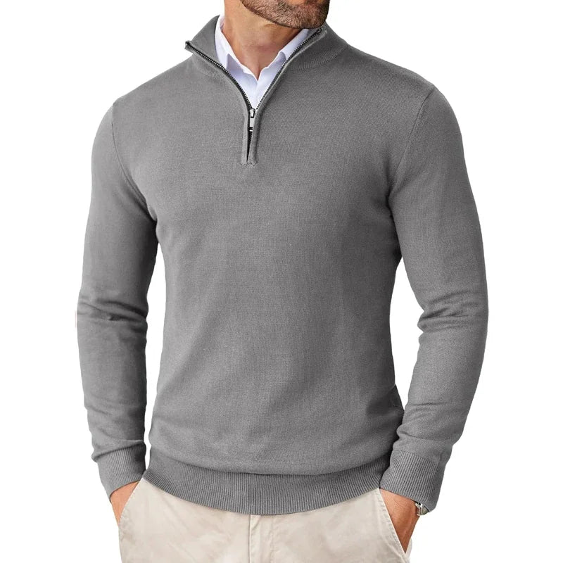 Søren | Sweater med lynlås i bomuldsmix til mænd