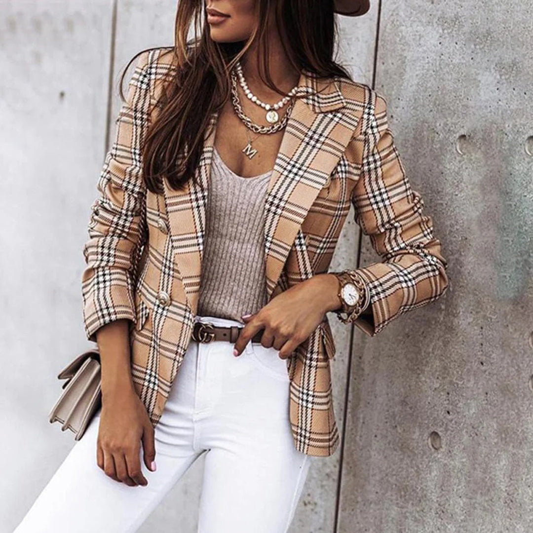Ida | Ruitet dobbeltknappet blazer til elegant smart-casual