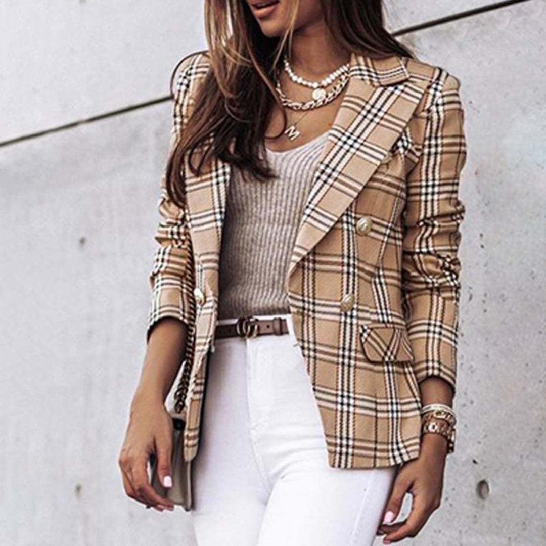 Ida | Ruitet dobbeltknappet blazer til elegant smart-casual