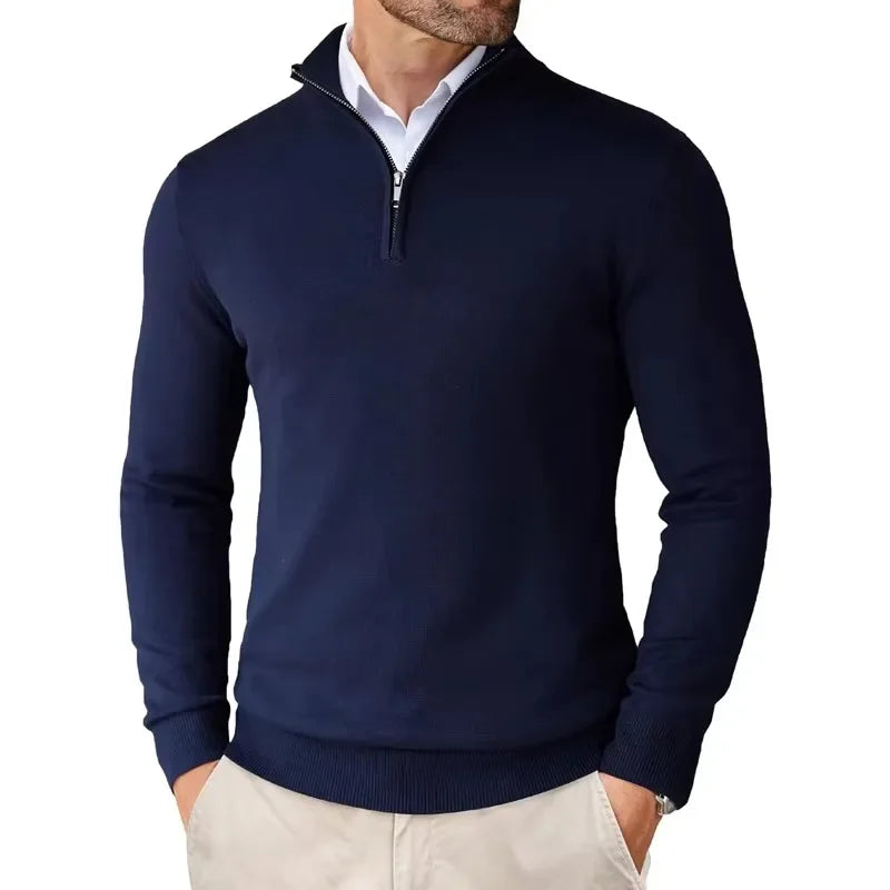 Søren | Sweater med lynlås i bomuldsmix til mænd