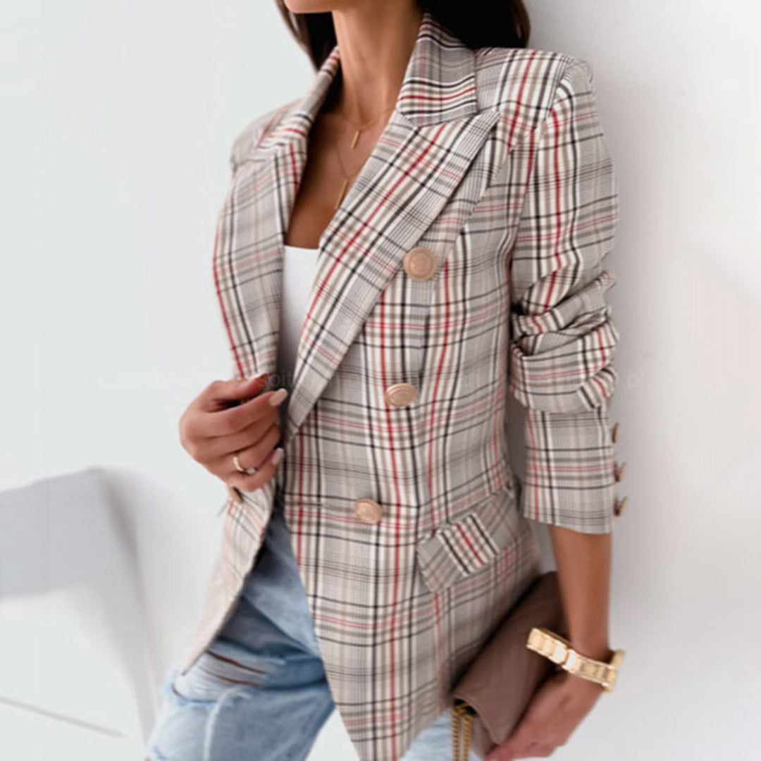 Ida | Ruitet dobbeltknappet blazer til elegant smart-casual