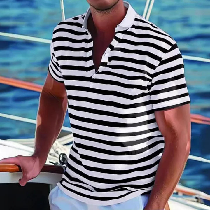 William | Retro Stribet Polo Skjorte til Mænd